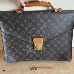Louis Vuitton Monogram Canvas Briefcase in Brown and Tan